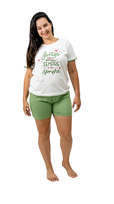 Ref. 4018 Pijama feminino curto em malha - Sempre juntos