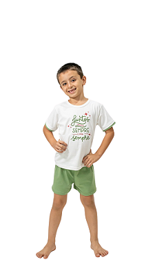 Ref. 4021 Pijama infantil masculino curto em malha - Sempre juntos