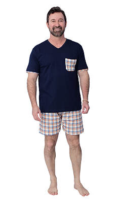 Ref. 4006 Pijama masculino curto - azul marinho