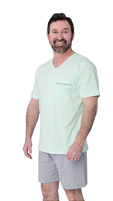 Ref. 4031 Pijama masculino curto em malha - Liso