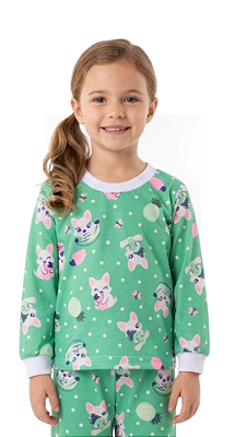 Ref. 10131 Pijama longo em malha estampada