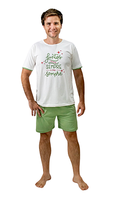Ref. 4019 Pijama masculino curto em malha - Sempre juntos