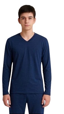 Ref. 1144 Pijama juvenil longo liso - azul marinho