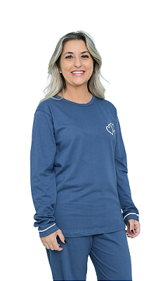 Ref. 5046 Pijama feminino longo - 2 corações