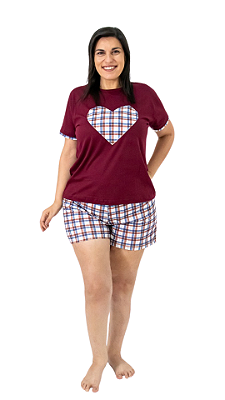 Ref. 4000 Pijama feminino curto - vinho