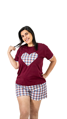 Ref. 4000 Pijama feminino curto - vinho