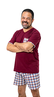 Ref. 4001 Pijama masculino curto - vinho