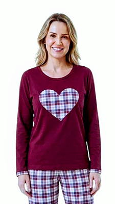 Ref. 5018 Pijama feminino longo - vinho