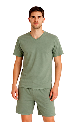 Ref. 9001 Pijama masculino curto liso - verde oliva