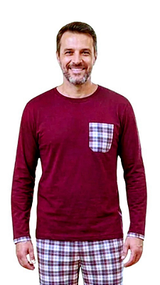 Ref. 5019 Pijama masculino longo - vinho