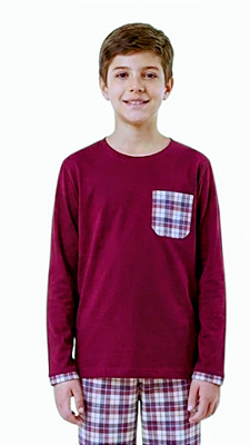 Ref. 5021 Pijama infantil masculino longo - vinho