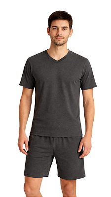 Ref. 9000 Pijama masculino curto liso - cinza chumbo