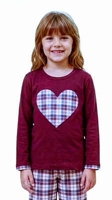 Ref. 5020 Pijama infantil feminino longo - vinho