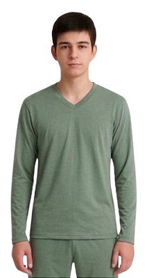 Ref. 1161 Pijama juvenil longo liso - verde oliva