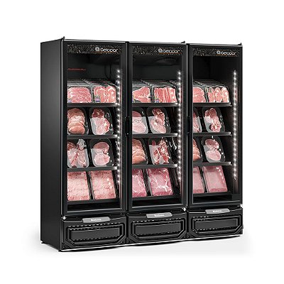 Refrigerador Expositor para Carnes Conveniência Linha Black 3 Portas GCBC 1450 LB - Gelopar