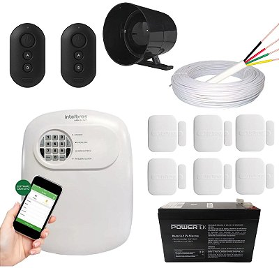 Kit Central Alarme Intelbras Com Acesso via App + 6 Sensores S/fio - Completo