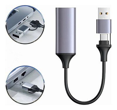 Placa De Captura Hdmi Para Usb-c - Monitor Portátil 1080p Cinza/preto