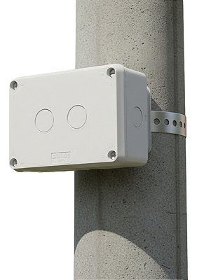 Caixa Proteção P/ Câmera Externa + Cinta E Suporte P/ Poste Branco