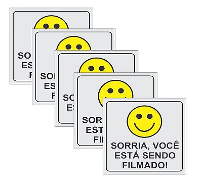 Placa Sorria Você Está Sendo Filmado - 5 Peças