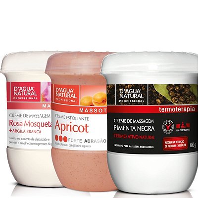 Creme Pimenta Negra + Esfoliante 650g+ Creme Rosa Mosqueta