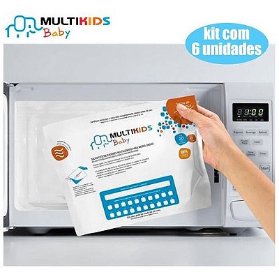 kit 6 Saquinhos Esterilizar de Microondas Mamadeira Bico