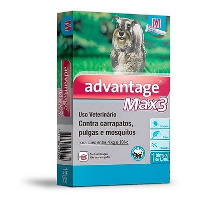 Antipulgas E Carrapatos Advantage Max3 Cães Entre 4 A 10 Kg