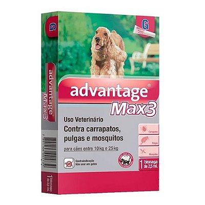 Antipulgas E Carrapatos Advantage Max3 Cães Entre 10 A 25kg