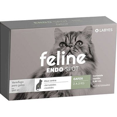Vermífugo Feline Endospot - Até 2 A 5kg - 0,80ml Para Gato