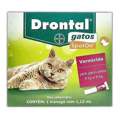 Drontal Gatos SpoTon 1,12ml 5 a 8kg Vermicida