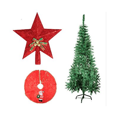 Árvore De Natal 210cm 450 Galhos C/ Saia e Estrela
