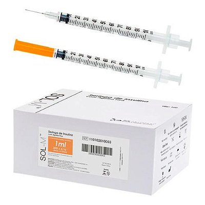 Seringa De Insulina Botox 1ml Com Agulha Fixa 0,30X8mm 100ud