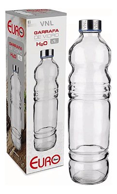 Garrafa De Vidro 1 L Redonda Água Sucos Chá Geladeira H2o