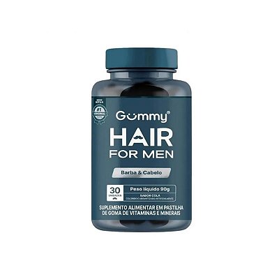 Gummy Hair For Men Barba E Cabelo Sabor Cola Com 30 Gomas