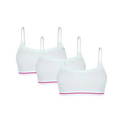 Kit 3 Top Sutiã Básico Lobinha Sem Costura Menina Lupo