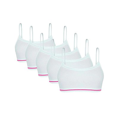 Kit 5 Top Sutiã Básico Lobinha Sem Costura Menina Lupo