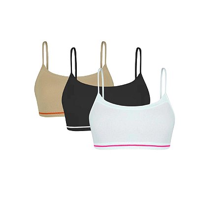 Kit 3 Top Sutiã Básico Lobinha Sem Costura Menina Lupo