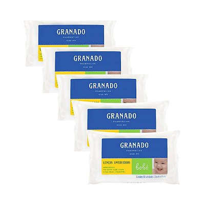 Kit 5 Lenços Umedecidos Tradicional 50 unidades Granado