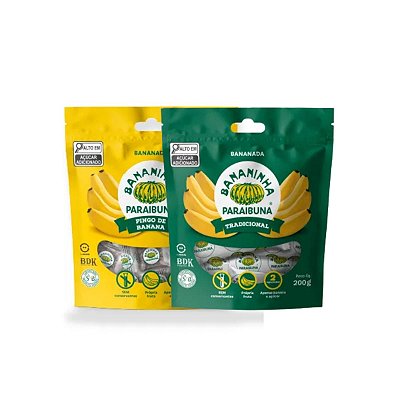 Kit 2 Bala de banana 200g cada C/ Açucar Bananinha Paraibuna