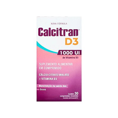 Suplemento Cálcio Calcitran D3 1000UI 30 Comprimidos FQM