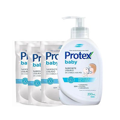 Kit Sabonete liquido Protex Baby 200ml Com 3 Refil