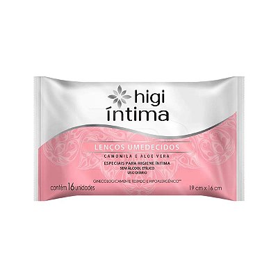 Lenço Umedecido Íntimo 20cm x 15cm 16 Folhas Higi Íntima
