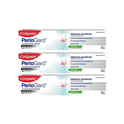 Kit 3 Creme Dental 60g Para Gengivite Periogard Colgate