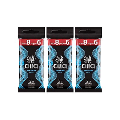 Kit 3 Camisinhas Preservativo Lubrificado Olla Sensitive