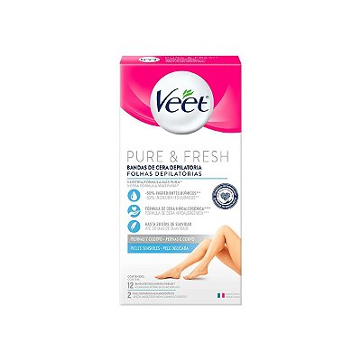 Folhas Depilatórias Veet Cera Fria Peles Sensíveis 12 uni