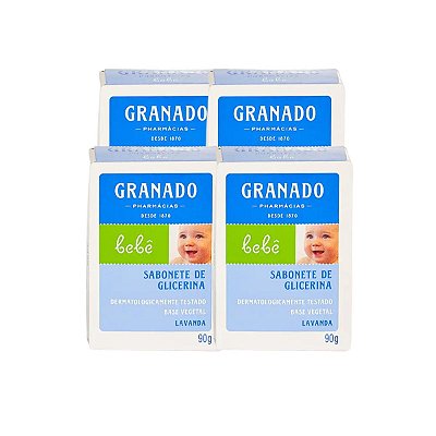 4 Sabonete Barra de Glicerina Granado Bebê Lavanda 90g