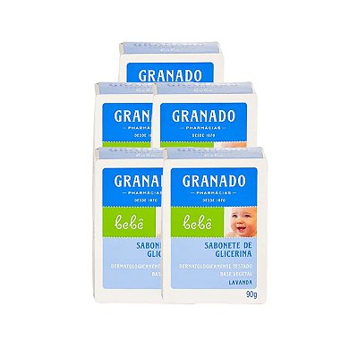 5 Sabonete Barra de Glicerina Granado Bebê Lavanda 90g