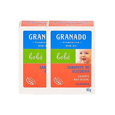 2 Sabonete em Barra de Glicerina Granado Bebê Calêndula 90g