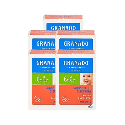 5 Sabonete em Barra de Glicerina Granado Bebê Calêndula 90g