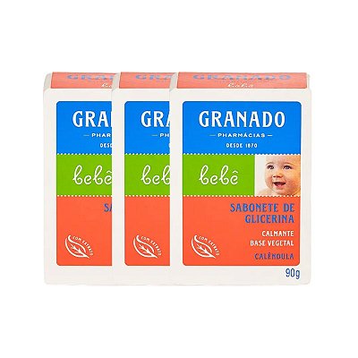 3 Sabonete em Barra de Glicerina Granado Bebê Calêndula 90g