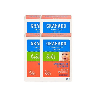 4 Sabonete em Barra de Glicerina Granado Bebê Calêndula 90g